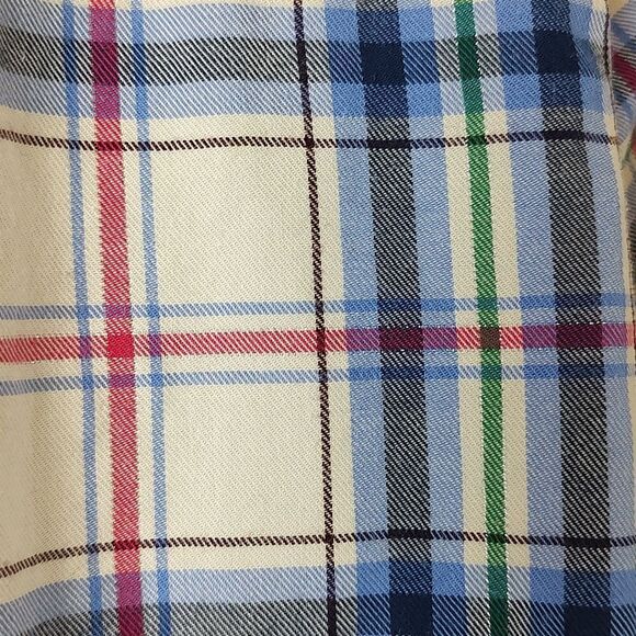 Talbot's Blue Plaid Button Front Shirt Long Sleeve Top Metallic Stripe Size LP - Picture 10 of 10